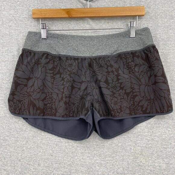 MPG Running Shorts Womens Medium Gray Running Floral Gym Yoga Activewear - Picture 1 of 12
